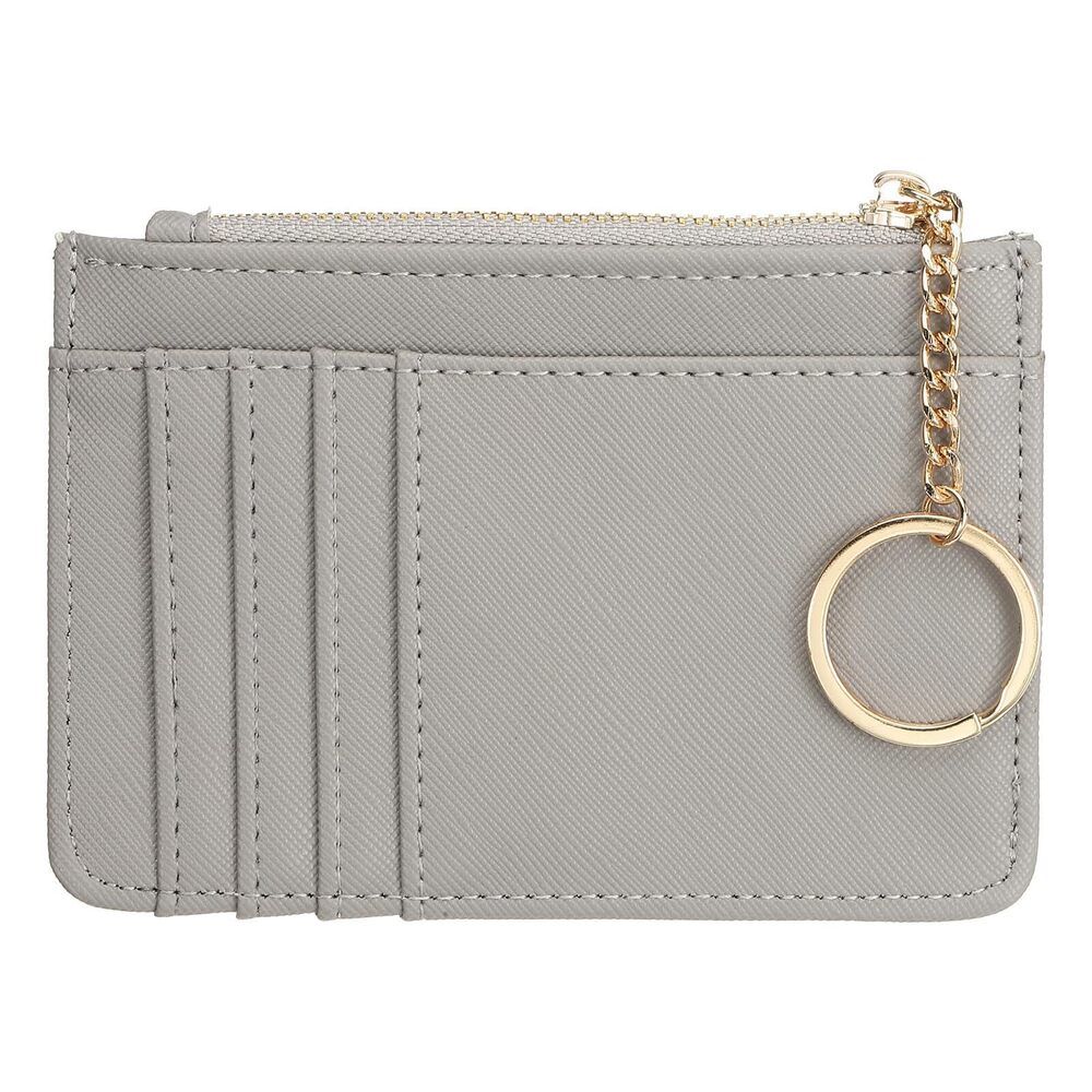 4973 Small Credit Card Wallet Expanded Slim Wallet with Key Rings, PU